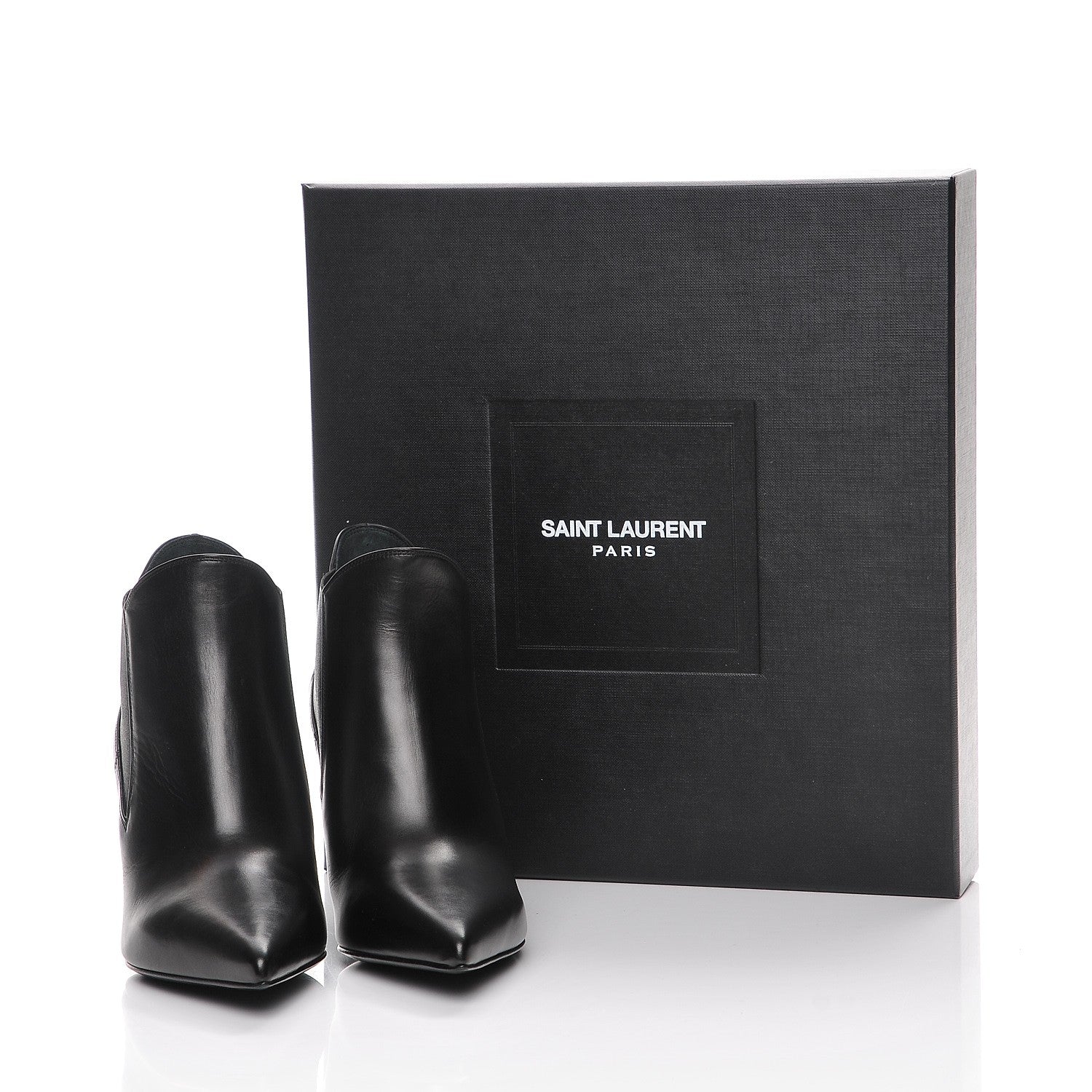 Saint Laurent Calfskin Classic Paris Ela 80 Ankle Boots 37 Black 9 of 9
