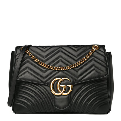 Gucci Calfskin Matelasse Large GG Marmont Shoulder Bag Black 1 of 26