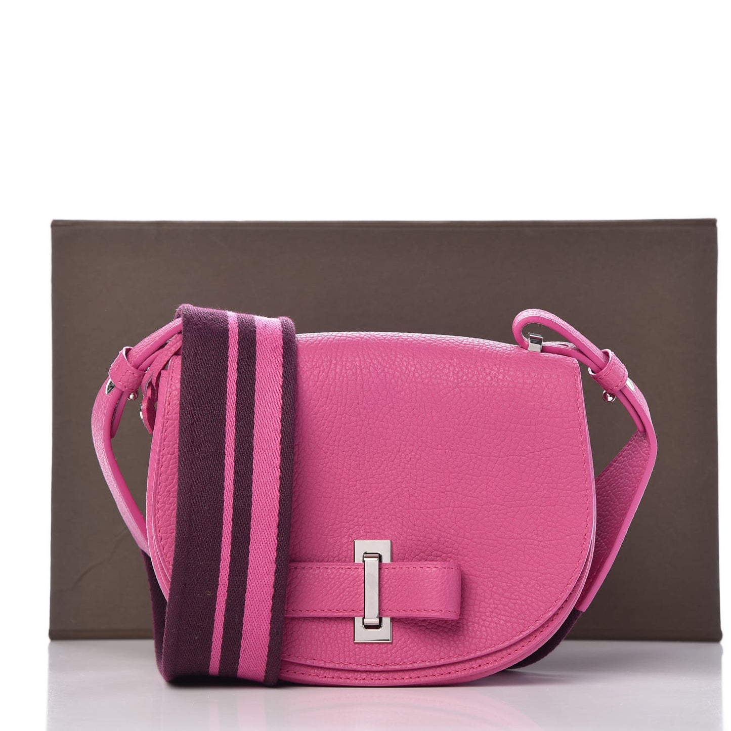 Crispy Calfskin Mini Le Mutin Saddle Bag Fuchsia