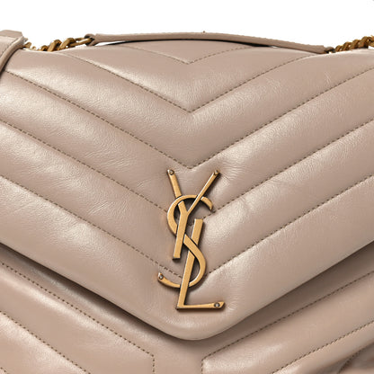 Saint Laurent Calfskin Y Quilted Monogram Medium Loulou Chain Satchel Dark Beige 8 of 10