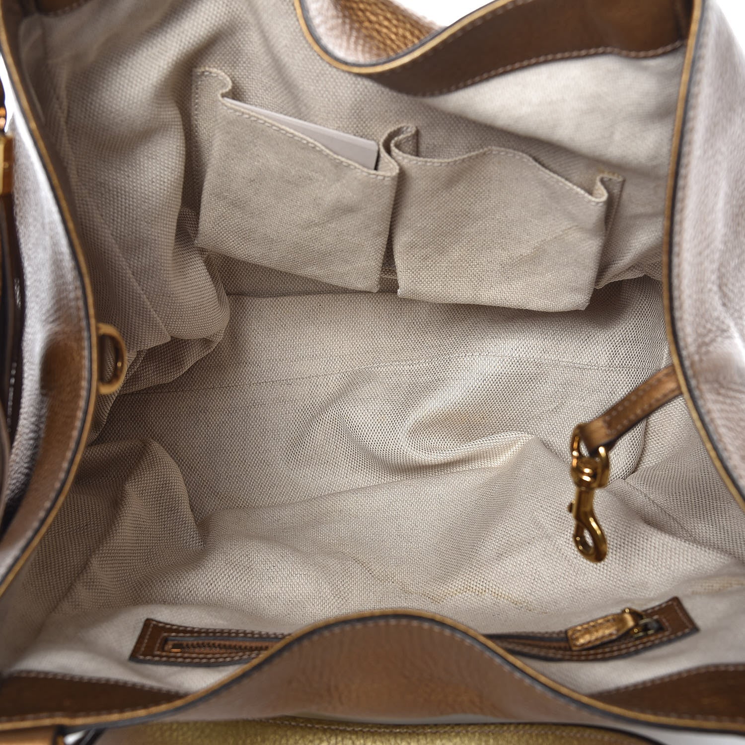 Gucci Metallic Pebbled Calfskin Medium Soho Shoulder Bag Gold Ombre 5 of 9