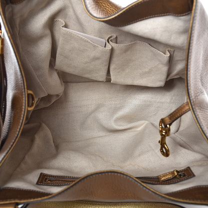 Gucci Metallic Pebbled Calfskin Medium Soho Shoulder Bag Gold Ombre 5 of 9
