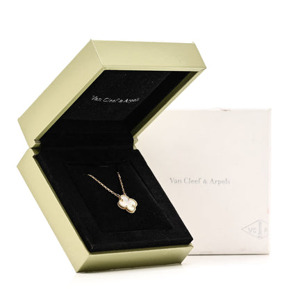 Van Cleef & Arpels 18K Yellow Gold Mother of Pearl Vintage Alhambra Pendant Necklace 5 of 5