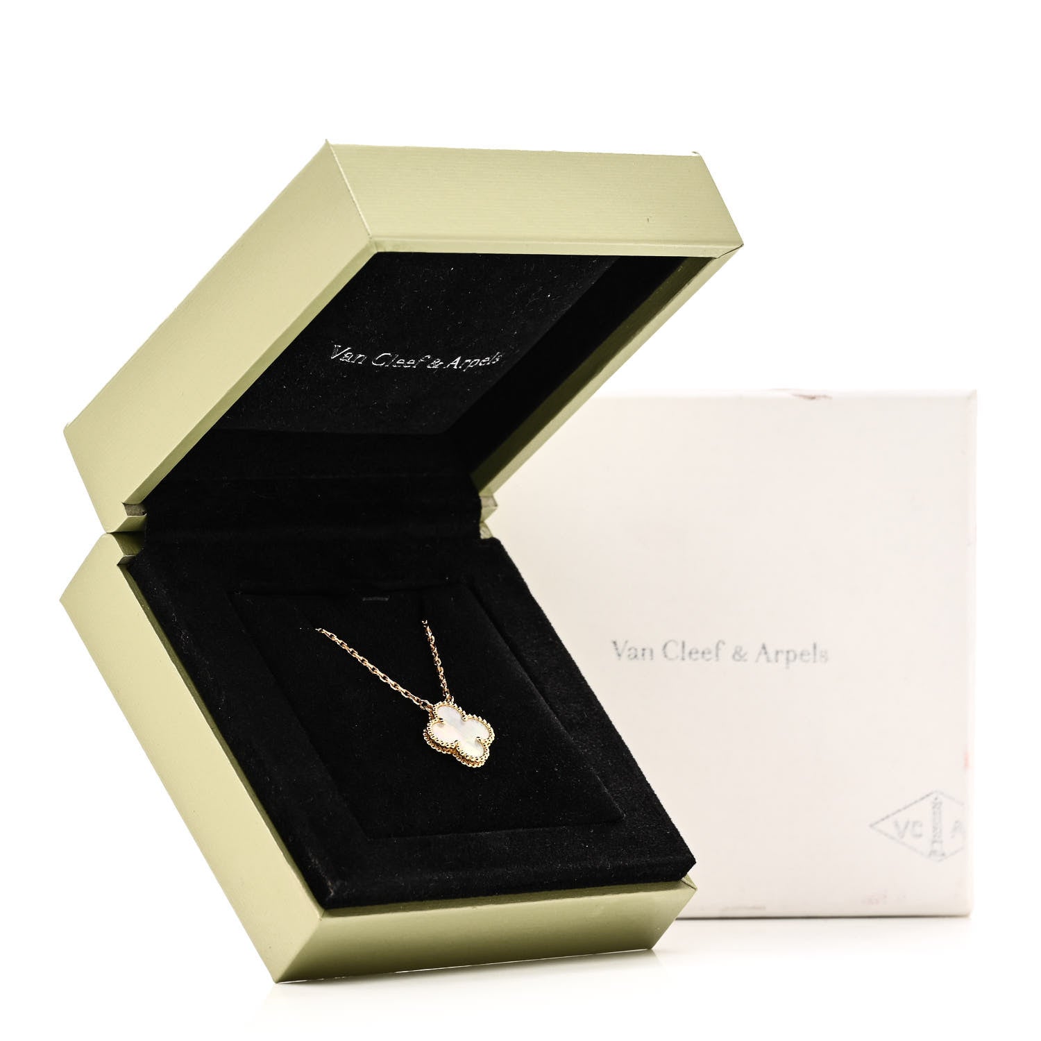 Van Cleef & Arpels 18K Yellow Gold Mother of Pearl Vintage Alhambra Pendant Necklace 5 of 5