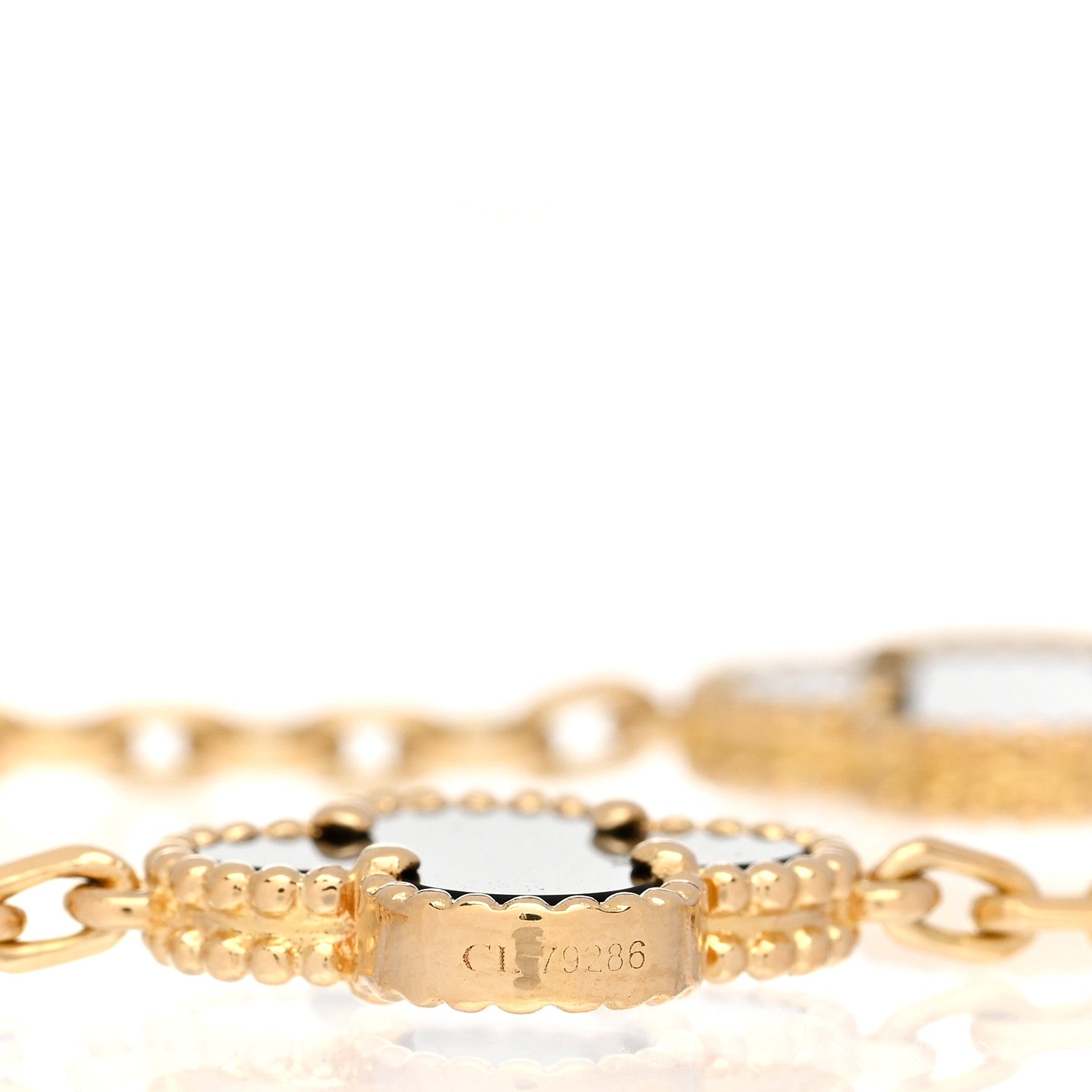 Van Cleef & Arpels 18K Yellow Gold Black Onyx 5 Motifs Vintage Alhambra Bracelet 3 of 5