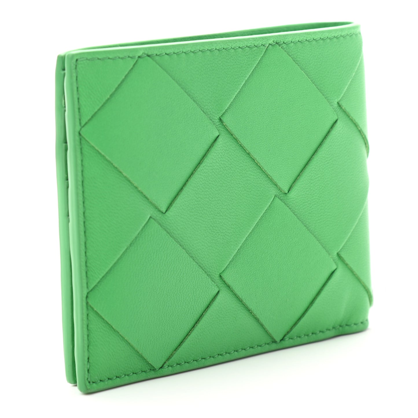 Calfskin Intrecciato Bi-Fold Wallet Parakeet