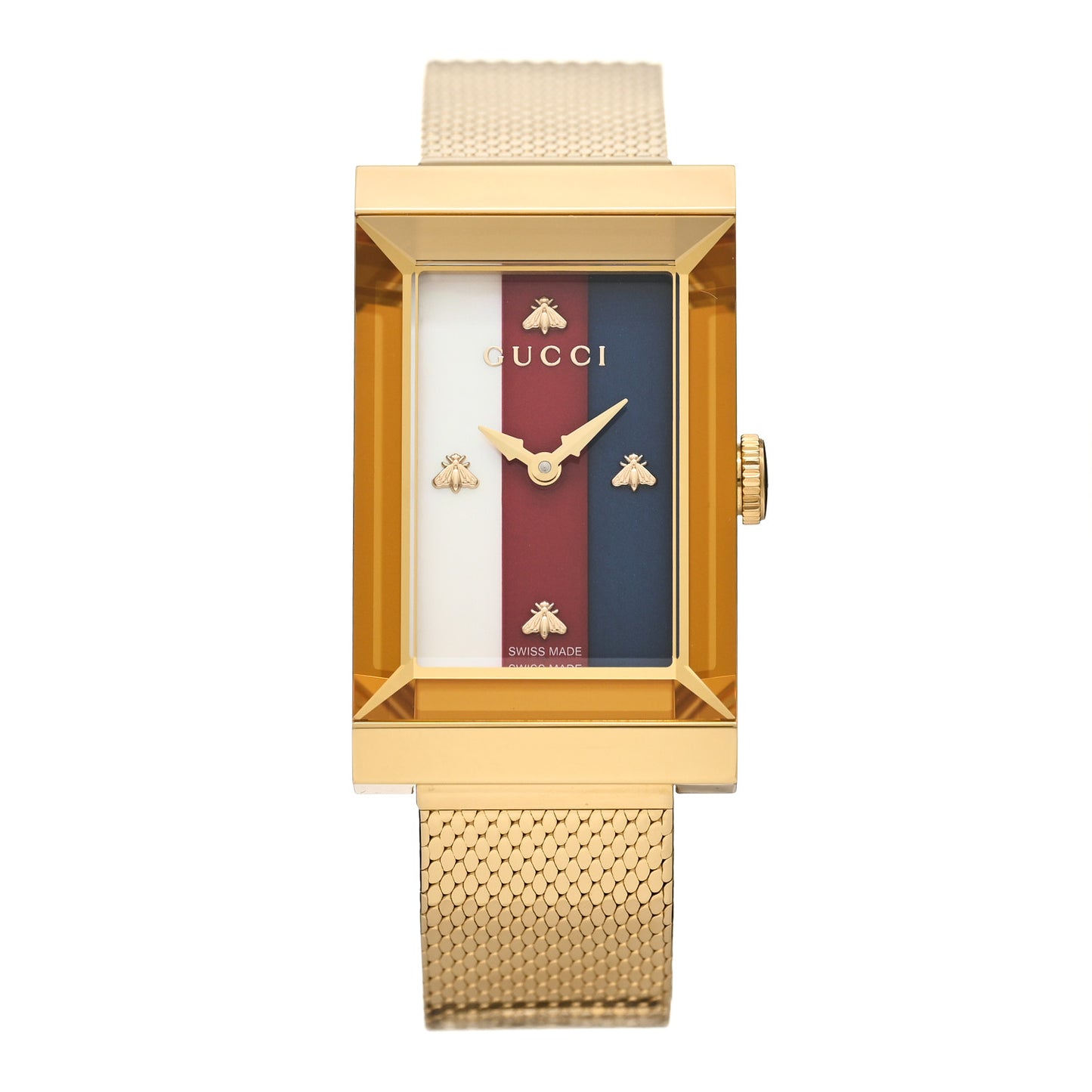 Stainless Steel Mother of Pearl 21mm Web G-Frame Mesh Quartz Watch Blue
