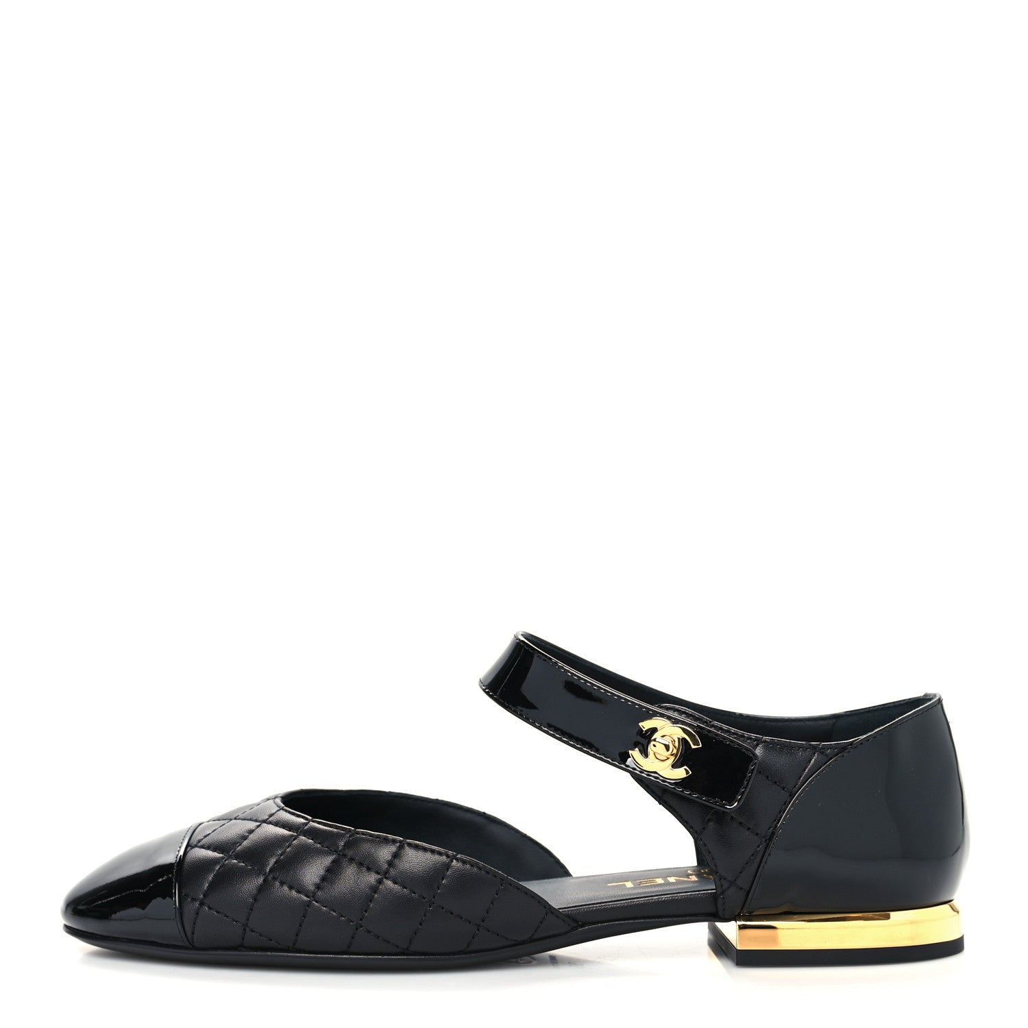 Chanel Patent Lambskin Quilted Cap Toe Ballerina Flats 39 Black 1 of 8