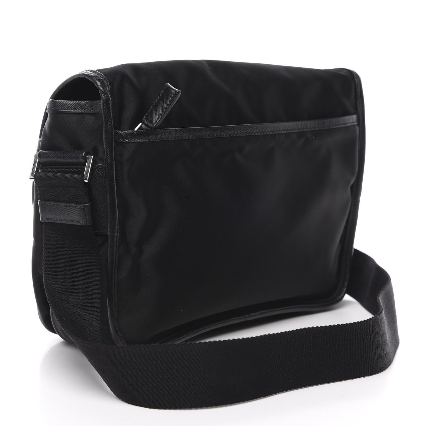 Tessuto Nylon Saffiano Logo Messenger Bag Black