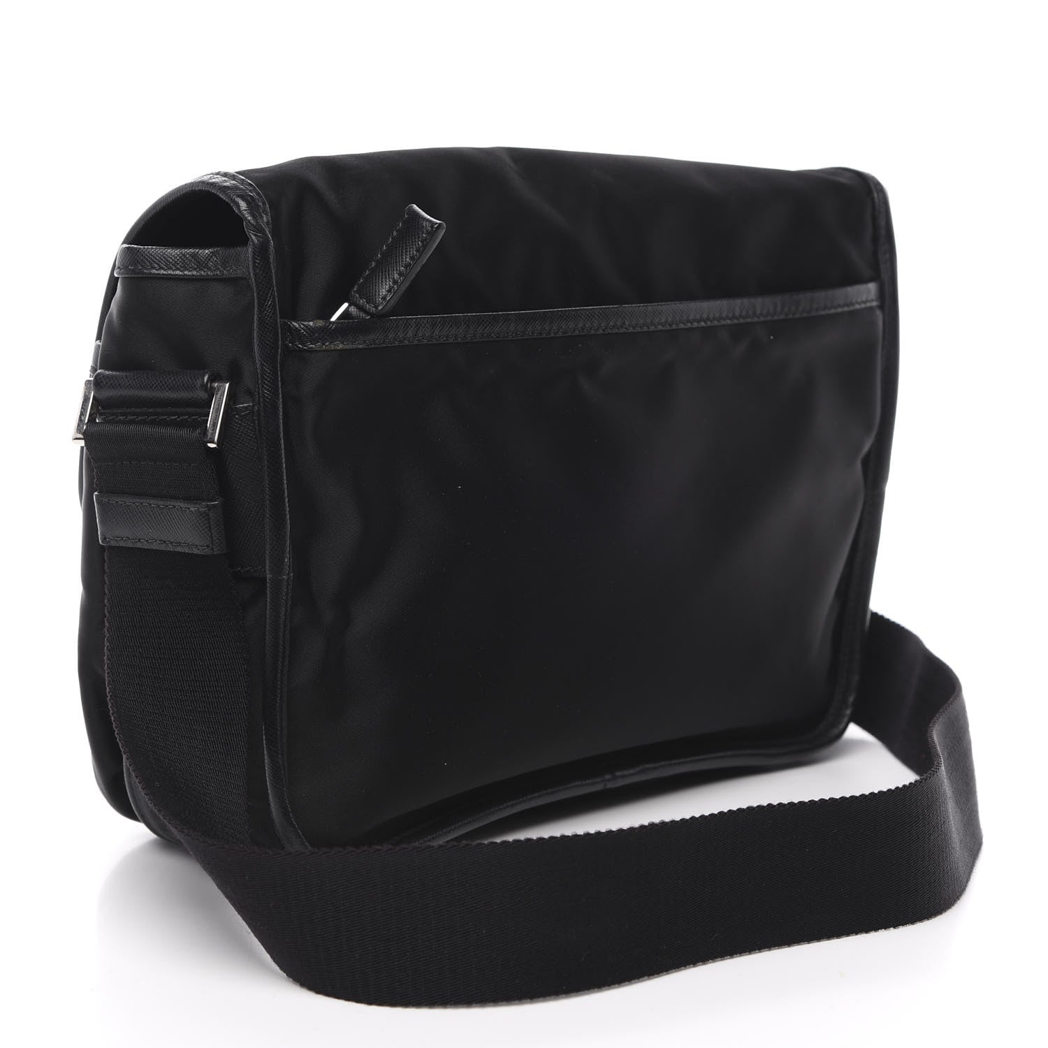 Prada Tessuto Nylon Saffiano Logo Messenger Bag Black 3 of 10