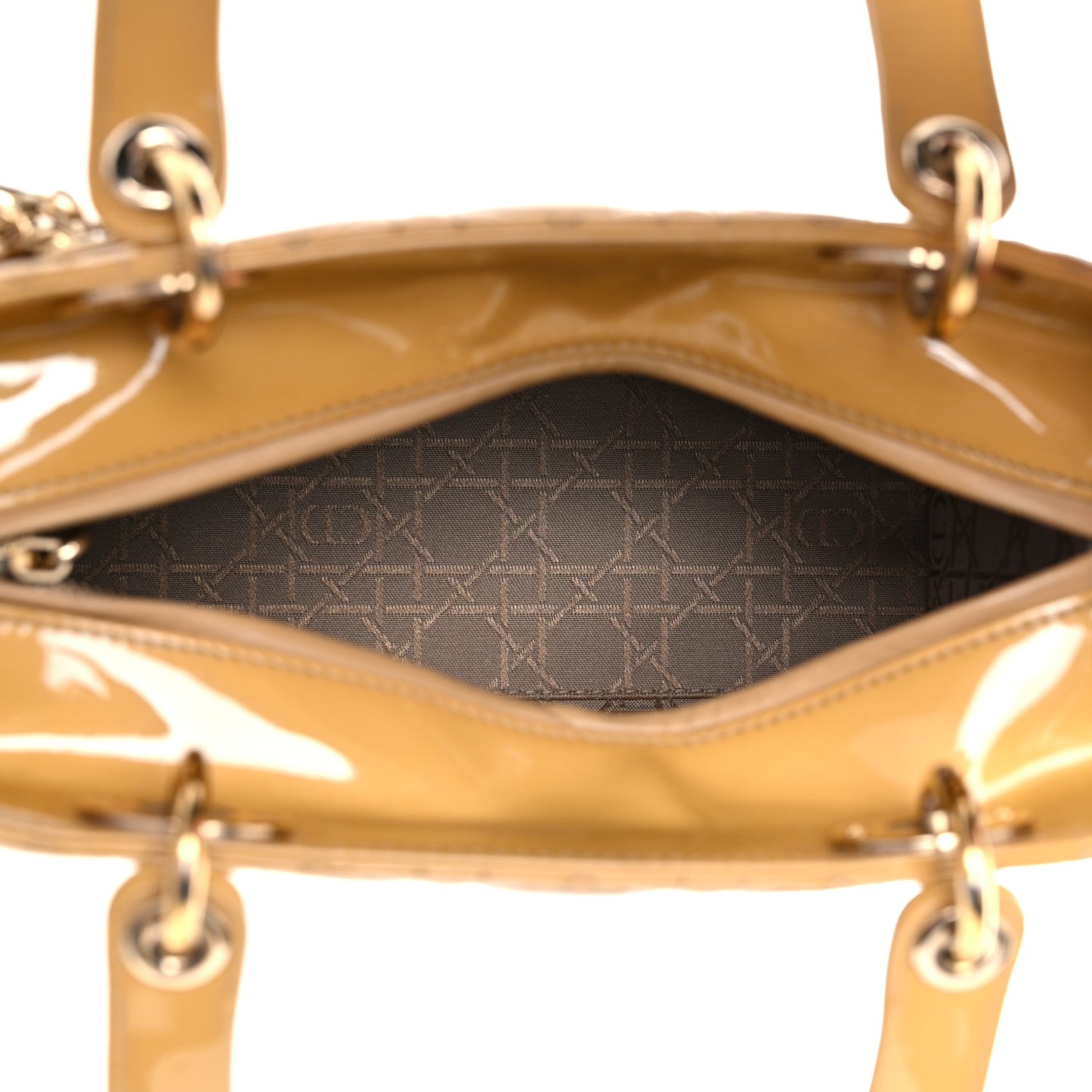 Patent Cannage Medium Lady Dior Beige