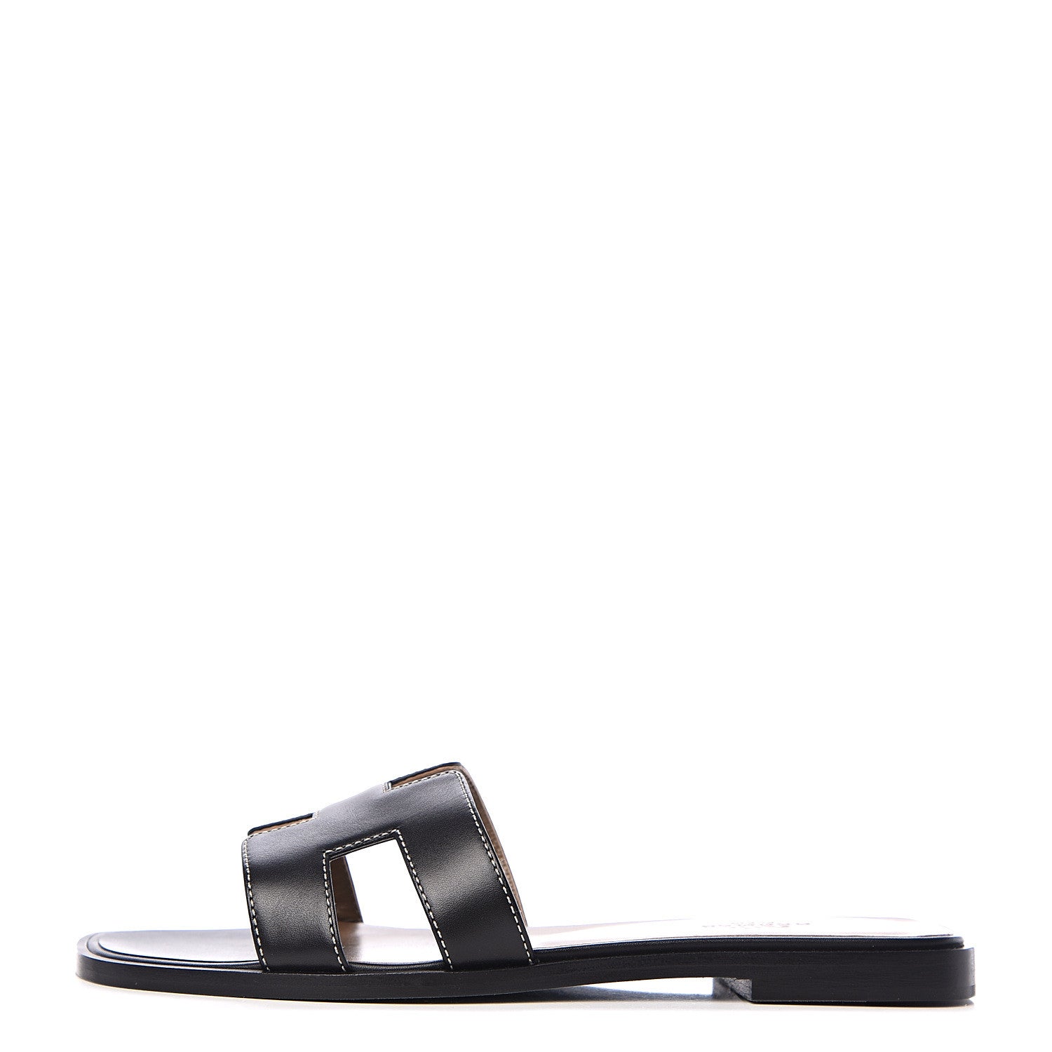 Hermes Box Calfskin Oran Sandals 36.5 Black 1 of 10