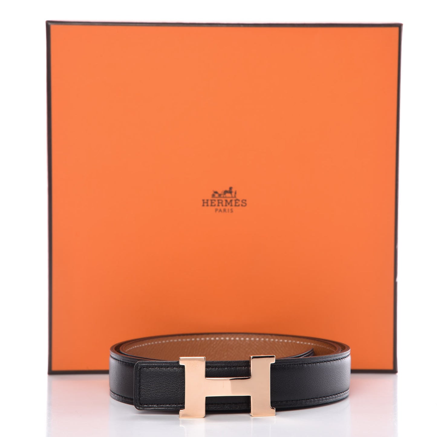 Swift Epsom 24mm Mini Constance H Belt 75 Black Gold