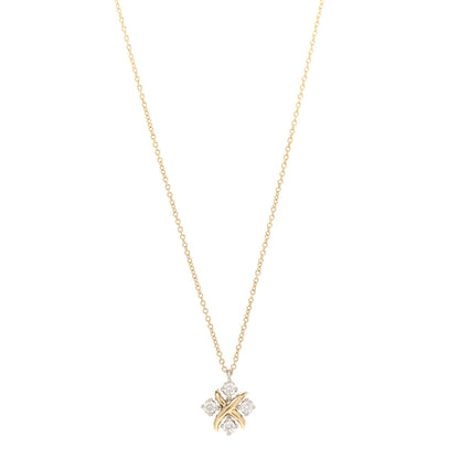 Tiffany Platinum 18K Yellow Gold Diamond Schlumberger Lynn Pendant Necklace 1 of 7