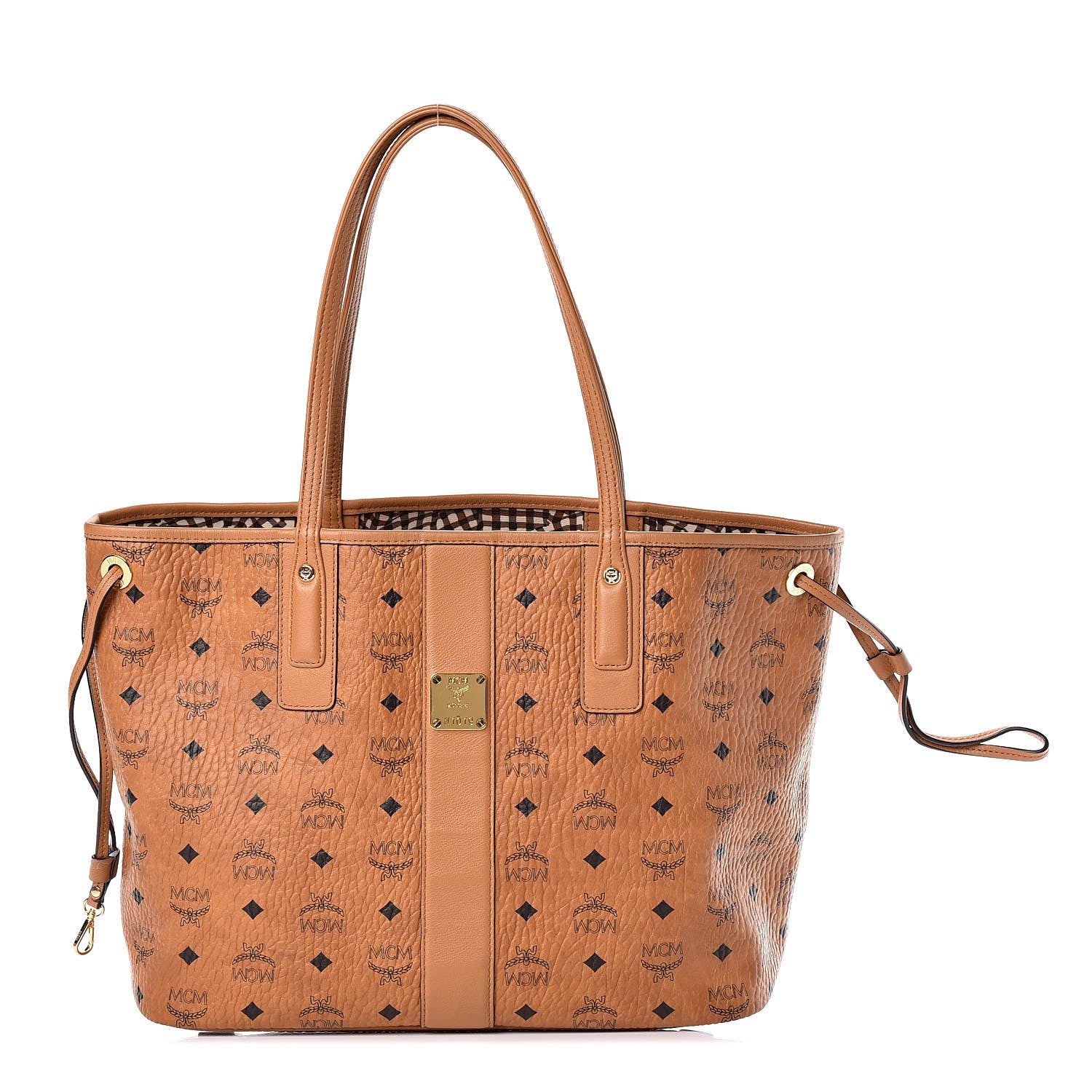 MCM Visetos Medium Liz Reversible Shopper Tote Cognac 1 of 15