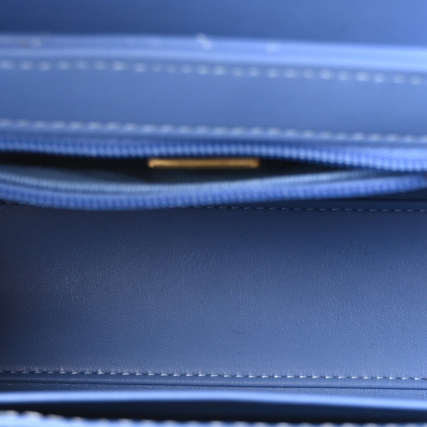 Shiny Aged Calfskin Quilted Nano Kelly Shopper Blue Blue