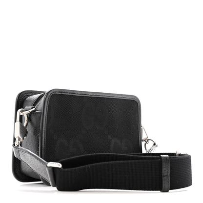 Gucci Monogram Jumbo GG Textured Dollar Calfskin Web Mini Crossbody Bag Black 3 of 13