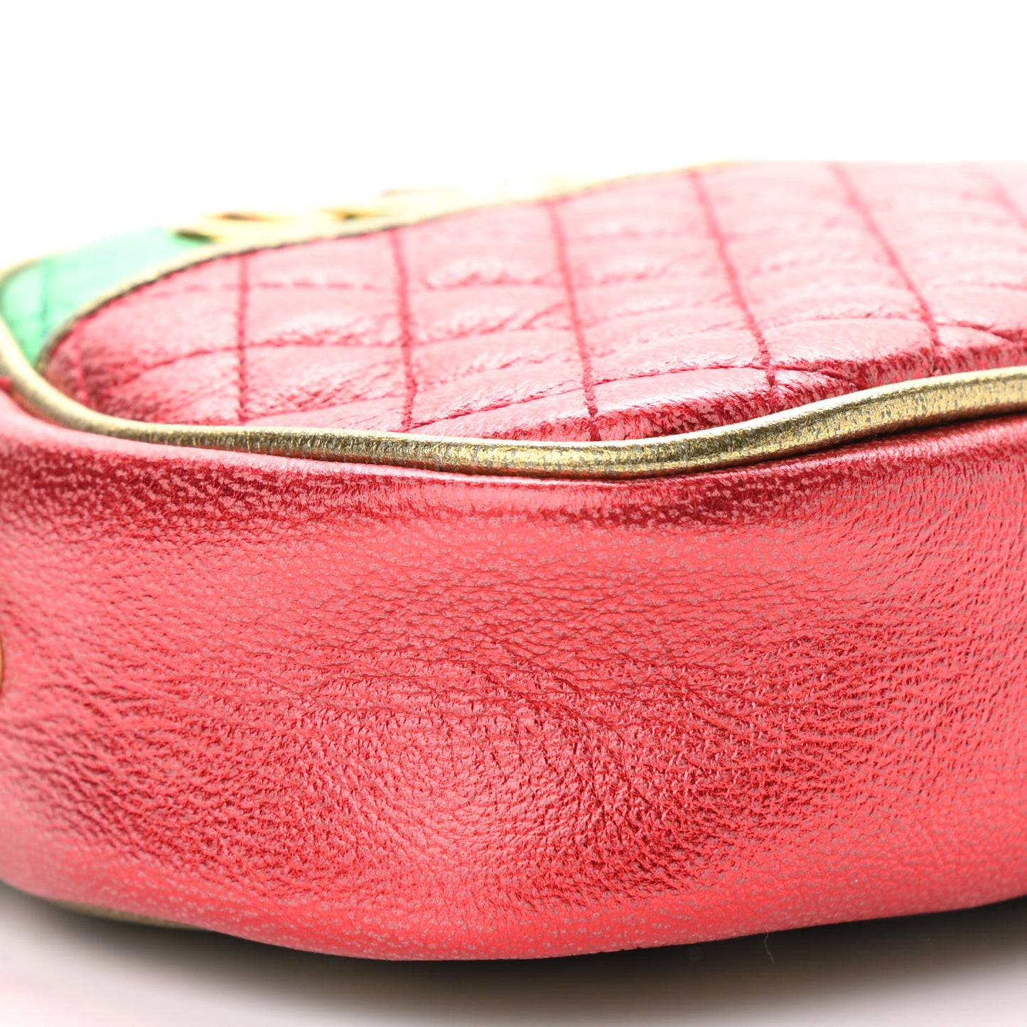 Laminated Nappa Trapuntata Mini Zumi Dome Shoulder Bag Rosso Jasmine Green Rame