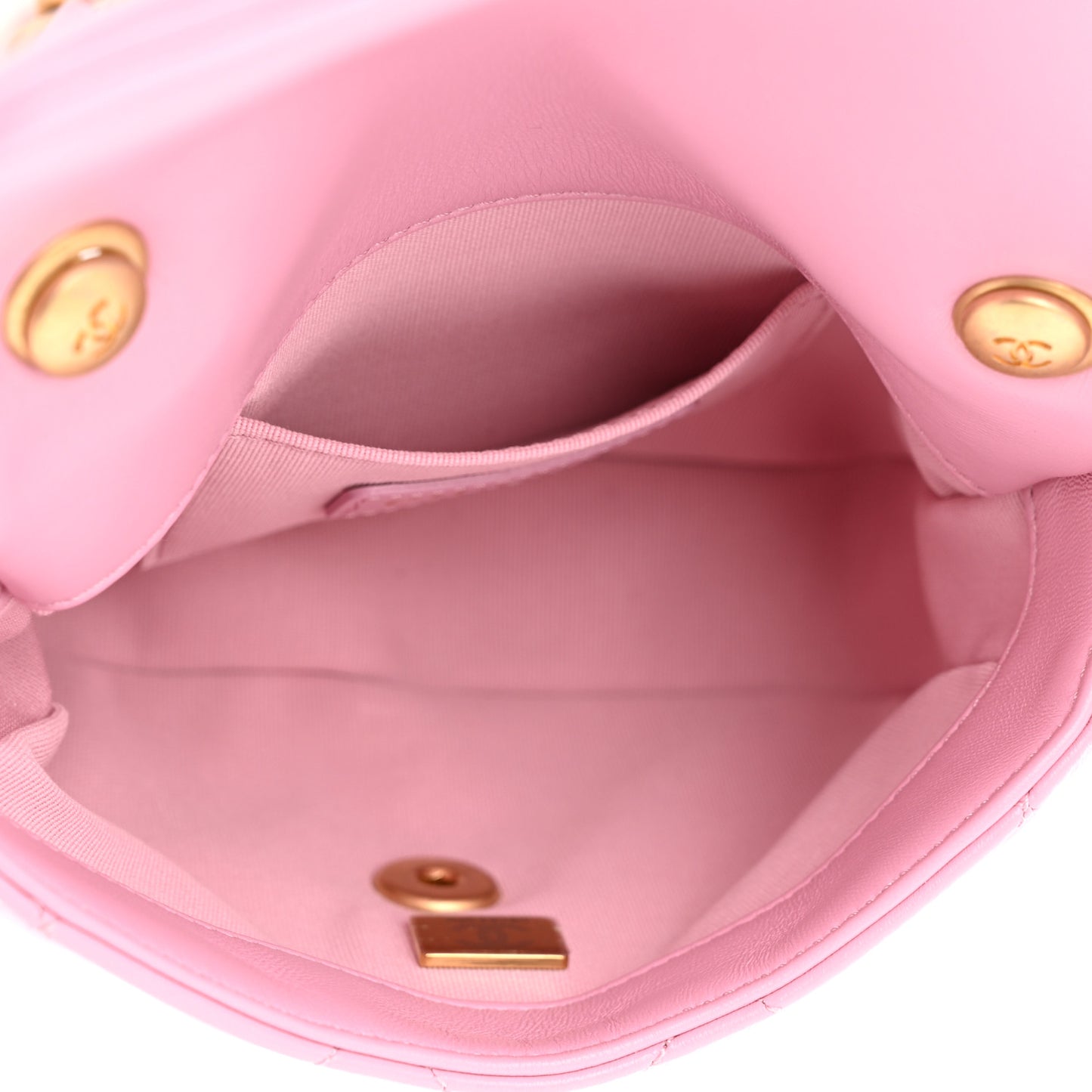 Lambskin Quilted Mini Lacquered Chain Flap Pink