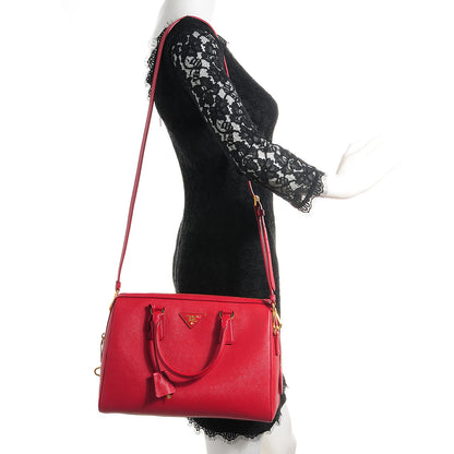 Prada Saffiano Lux Bowler Fuoco 2 of 15