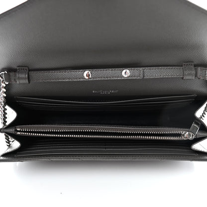 Saint Laurent Grain De Poudre Matelasse Chevron Monogram Chain Wallet Earth 4 of 4