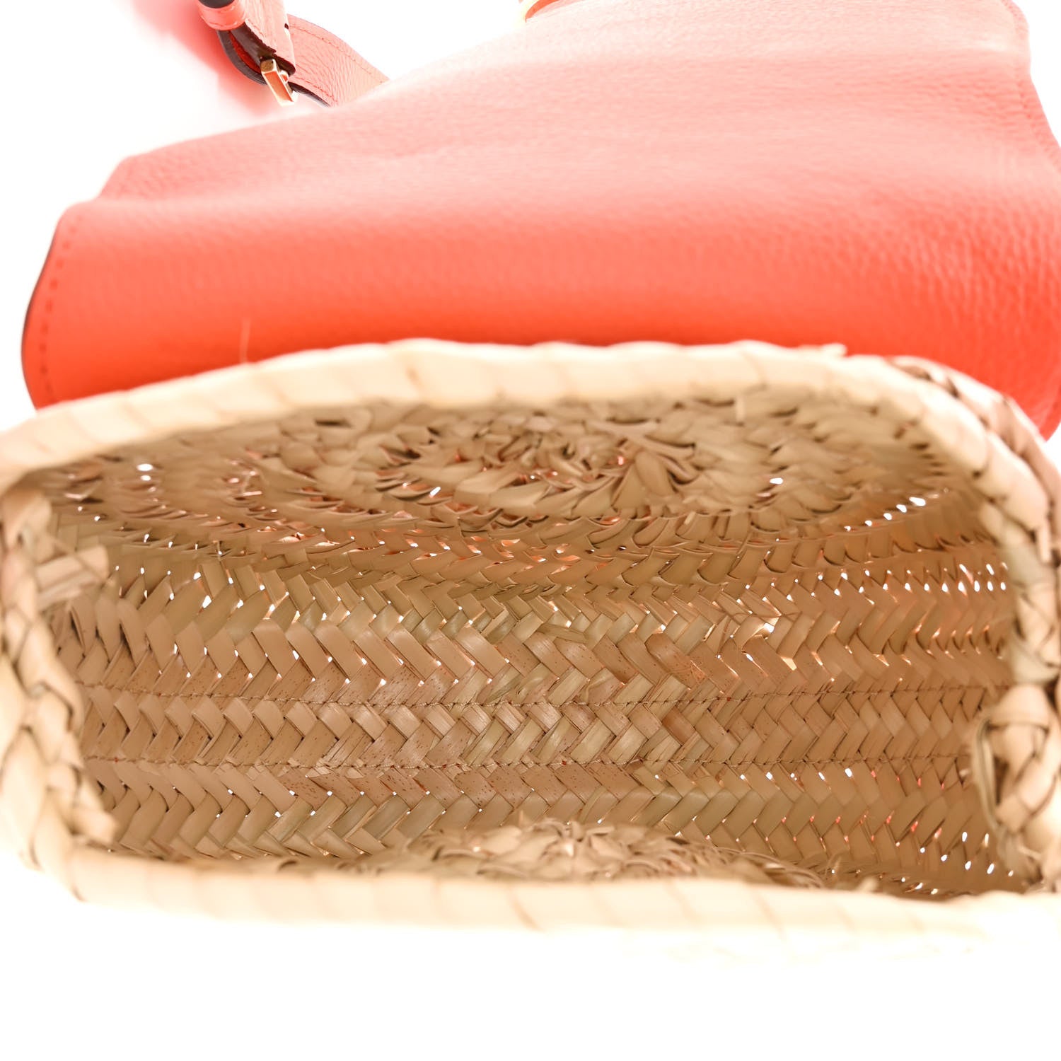 Chloe Raffia Calfskin Marcie Basket Small Marcie Round Crossbody Bag Orange Fizz 5 of 13