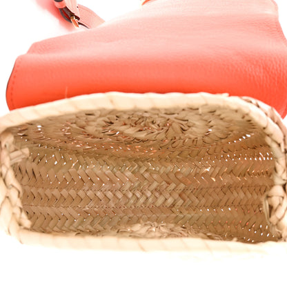 Chloe Raffia Calfskin Marcie Basket Small Marcie Round Crossbody Bag Orange Fizz 5 of 13