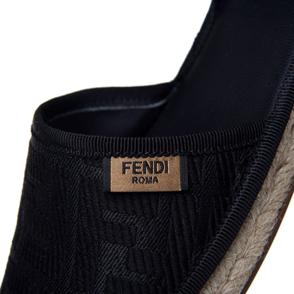 Fendi Canvas FF Embroidered Roma Ankle Wrap Flat Espadrilles 36 Black 13 of 13