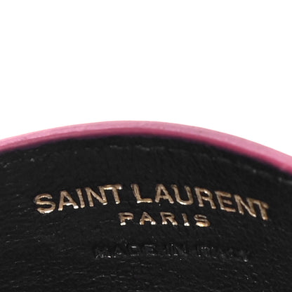 Saint Laurent Grain De Poudre Matelasse Chevron Monogram Credit Card Case Bubblegum 6 of 14