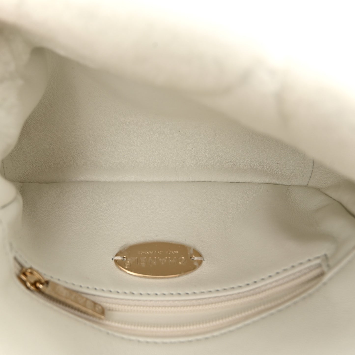 Shearling Lambskin Crystal Strass Flap White