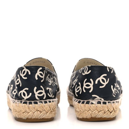 Chanel Lambskin Printed CC Espadrilles 36 Black White 6 of 12