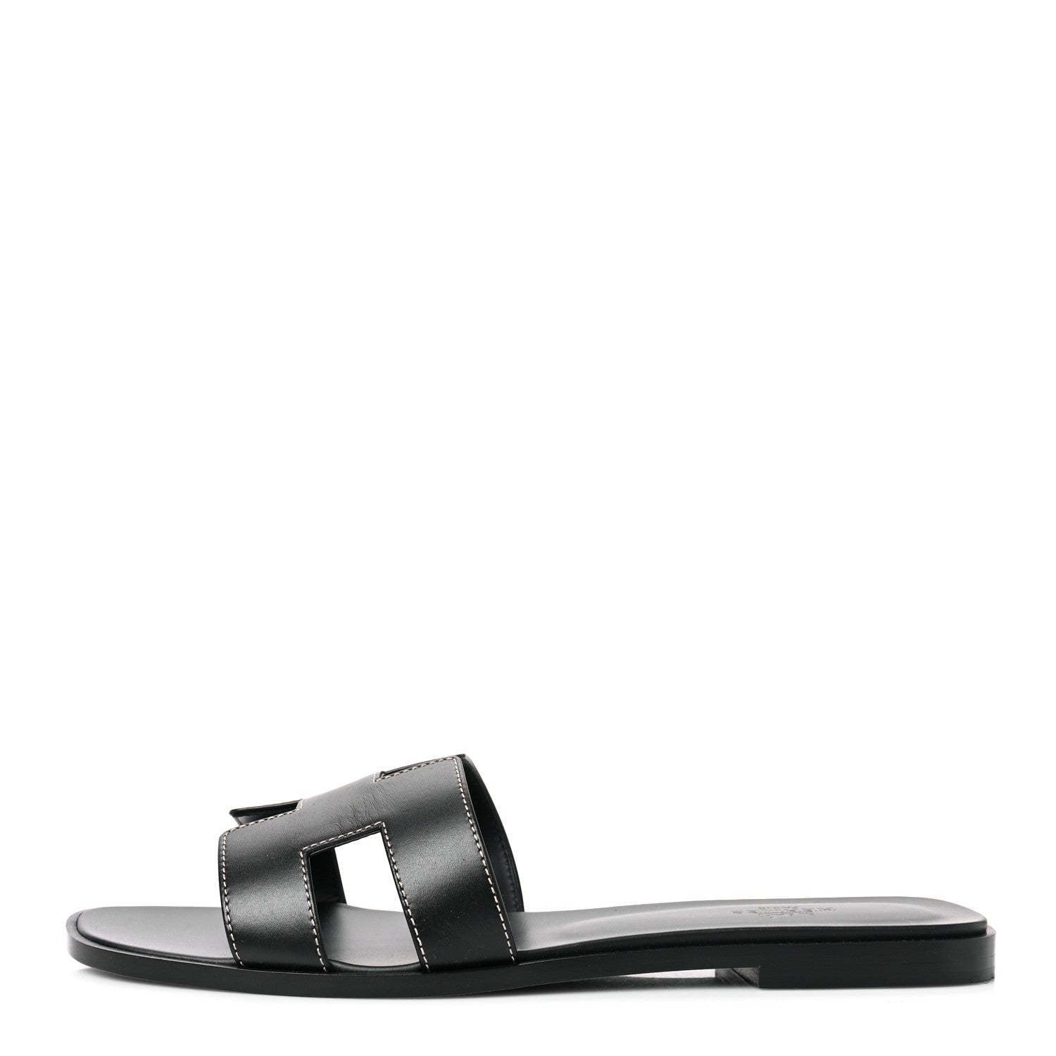 Hermes Box Calfskin Oran Sandals 40 Black 1 of 8