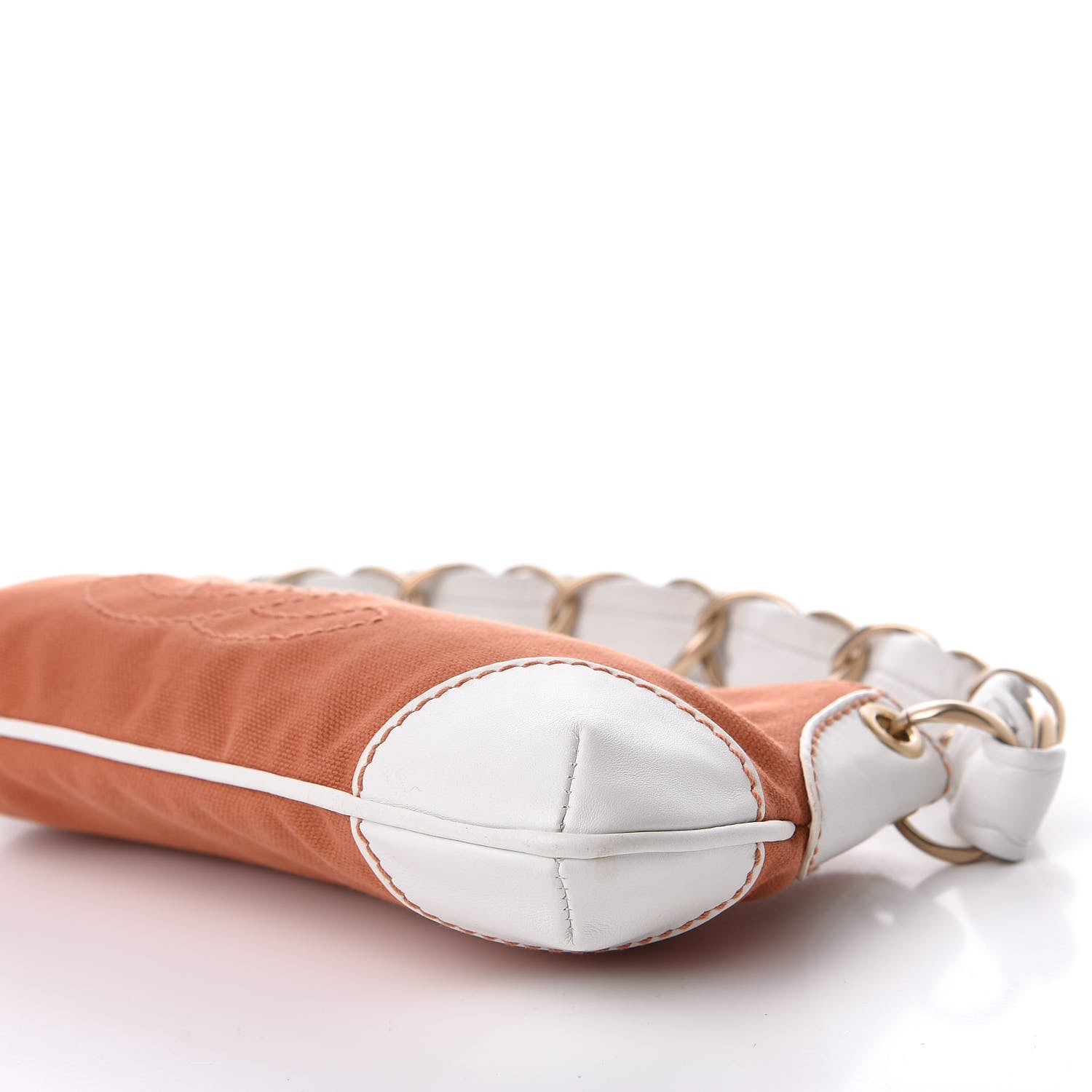 Chanel Lambskin Canvas CC Olsen Chain Small Shoulder Bag White Orange 6 of 10