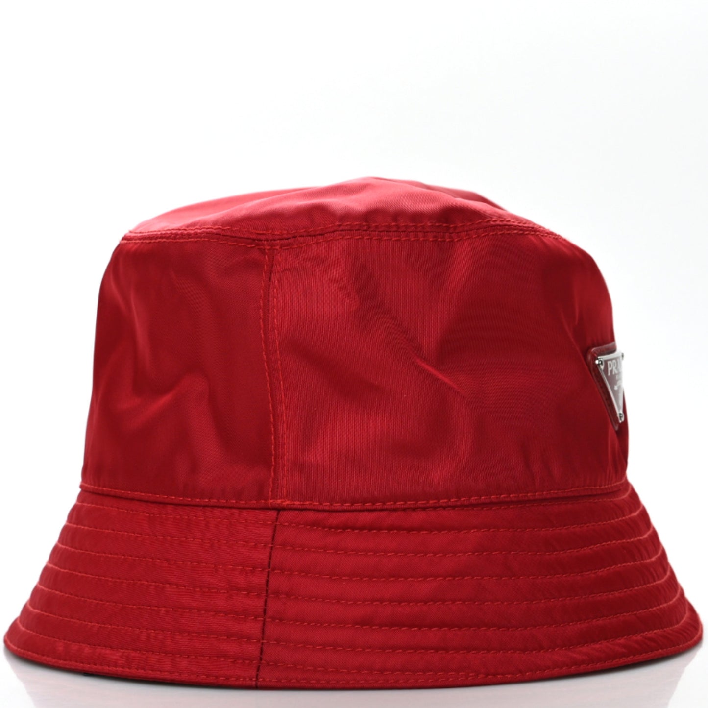 Re-Nylon Metal Triangle Logo Mens Bucket Hat L Rosso