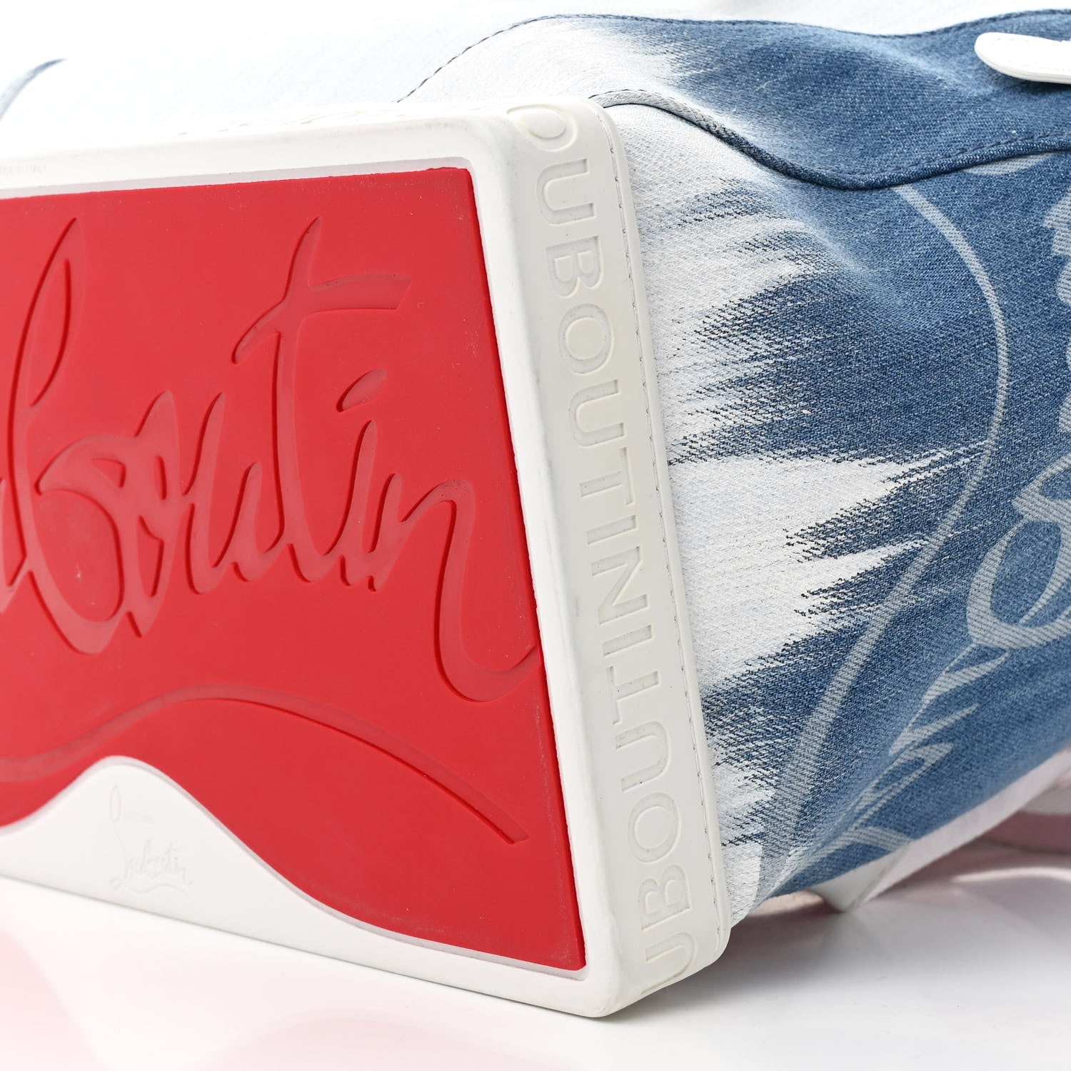 Christian Louboutin Faded Denim Explorafunk Backpack Blue White Multicolor 10 of 11