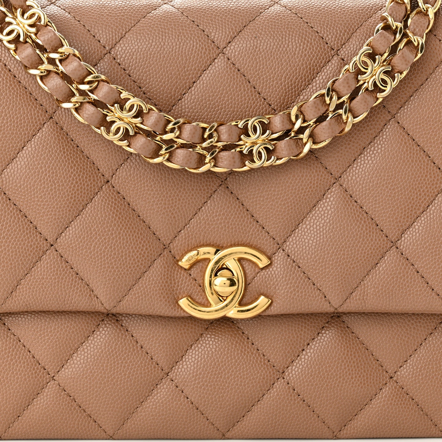Caviar Quilted Coco First Flap Beige