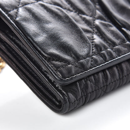 Christian Dior Gaufre Lambskin Cannage Rendez-vous Chain Wallet Black 7 of 9