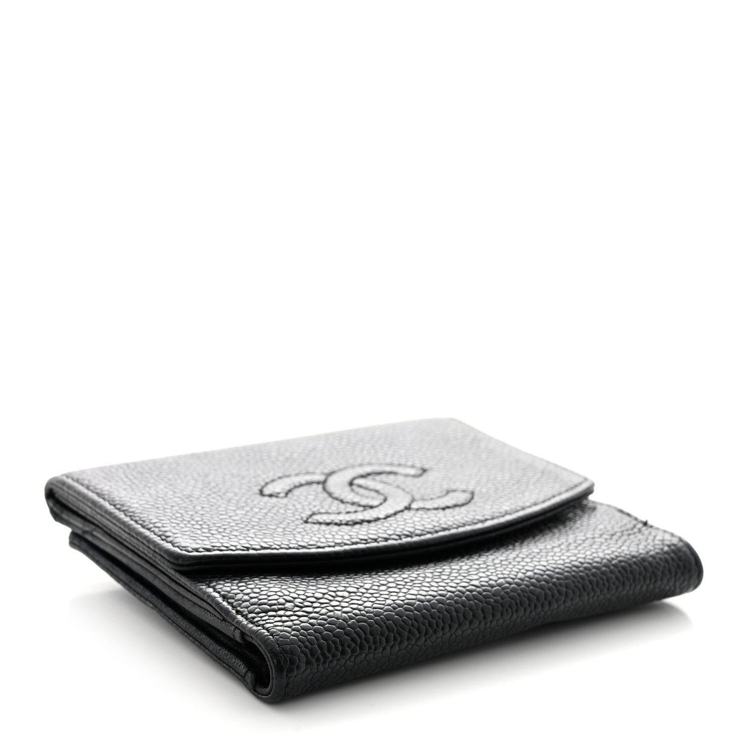 Chanel Caviar Timeless CC Compact French Wallet Black 4 of 14