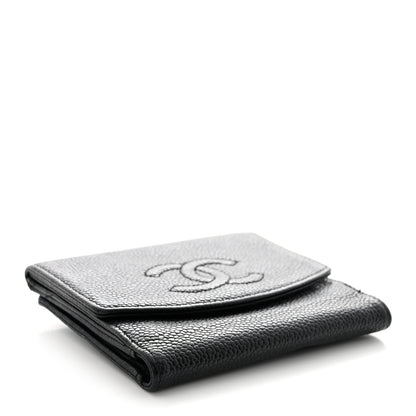 Chanel Caviar Timeless CC Compact French Wallet Black 4 of 14