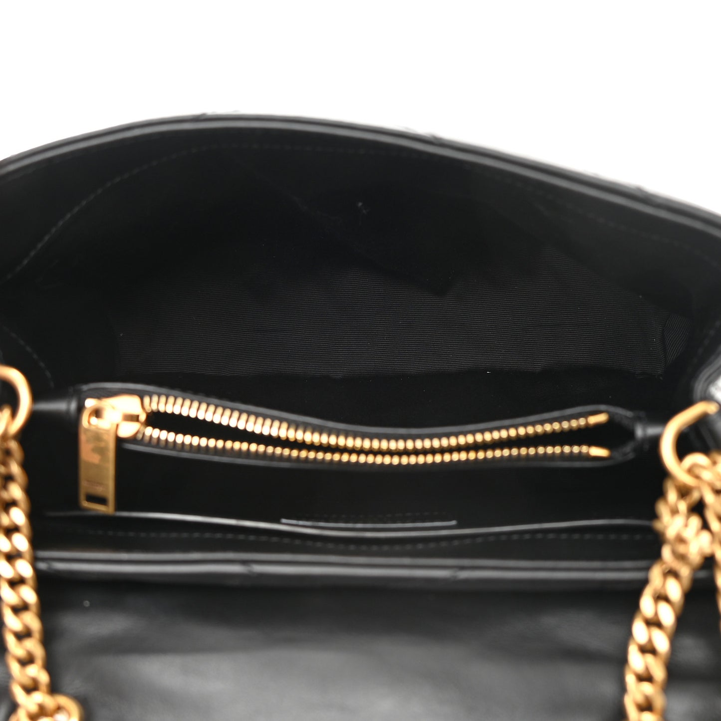 Calfskin Y Quilted Monogram Small Loulou Chain Satchel Black