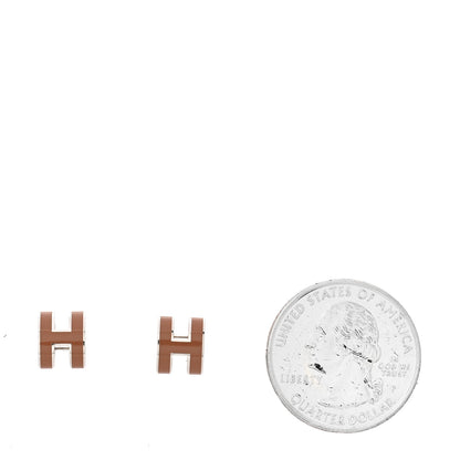 Hermes Palladium Lacquered Mini Pop H Earrings New Gold 2 of 6