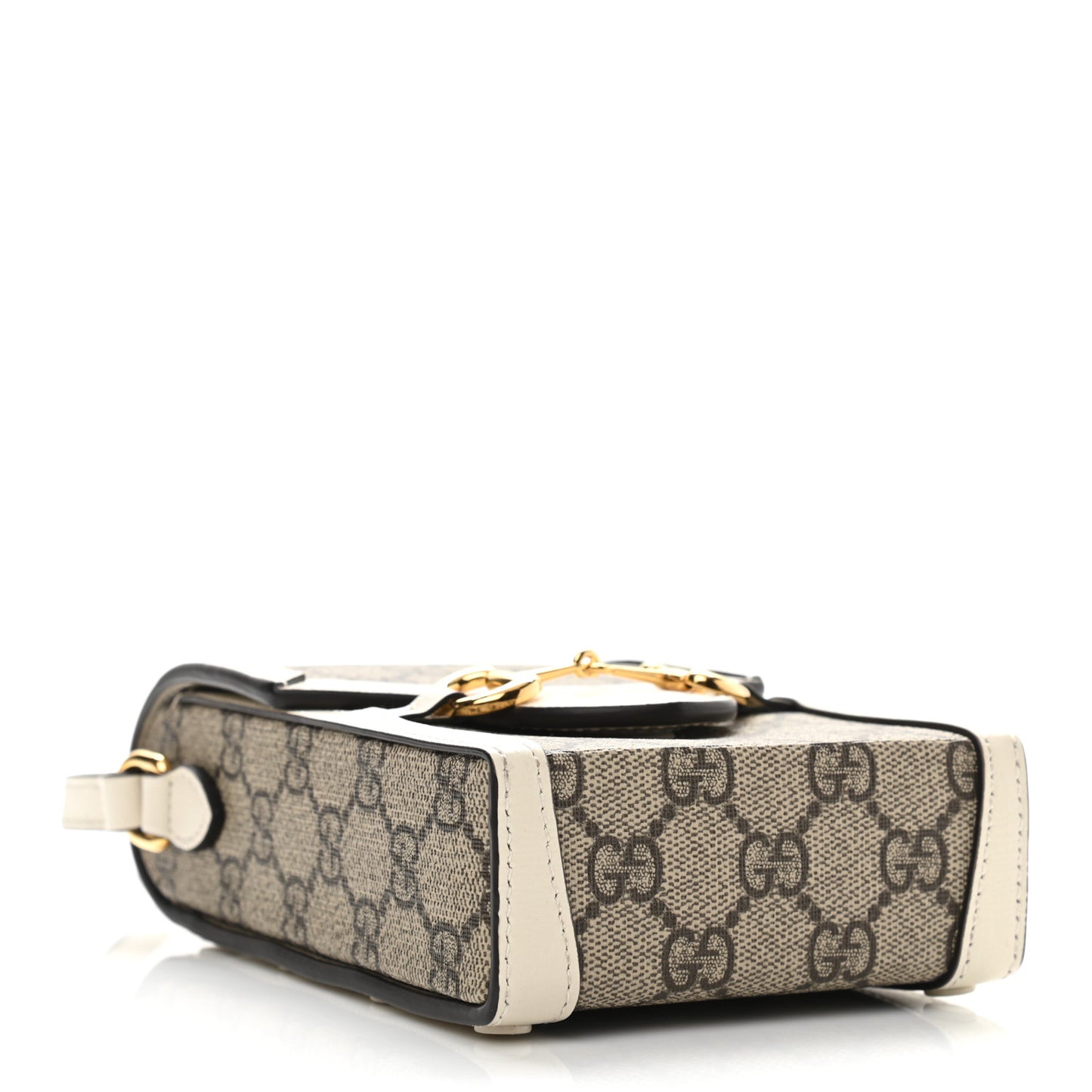 GG Supreme Monogram Azalea Calfskin Mini Horsebit 1955 Crossbody Bag Beige Ebony Mystic White