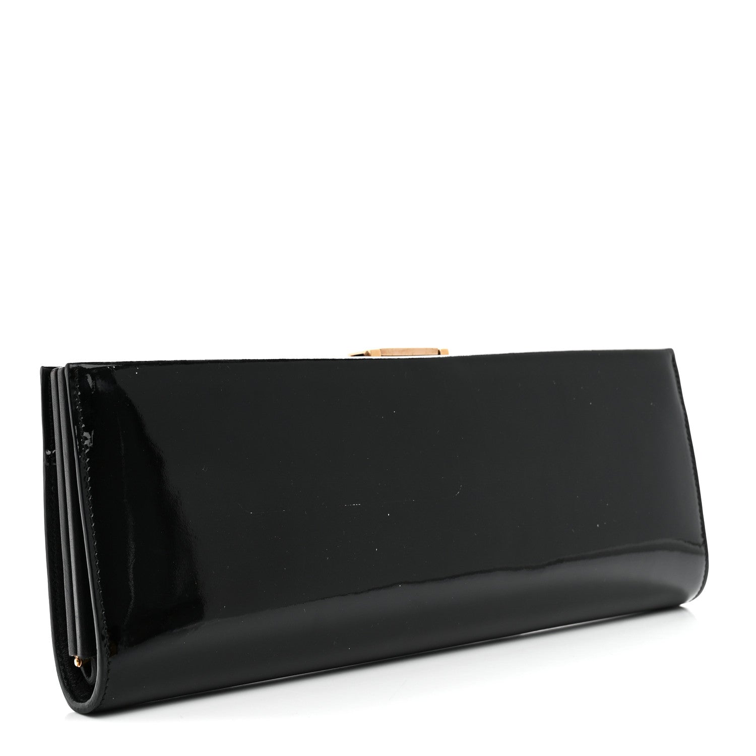 Salvatore Ferragamo Patent Musa Gancini Clutch Black 3 of 7