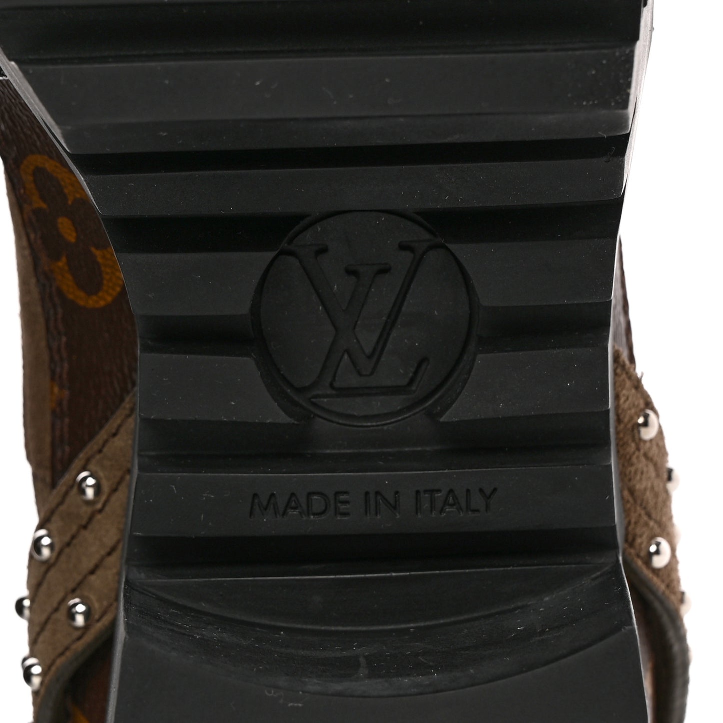 Suede Calfskin Monogram Laureate Platform Desert Boots 36.5 Kaki