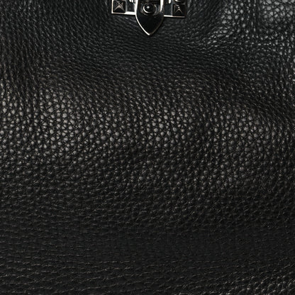Valentino Garavani Grained Calfskin Onyx Medium Rockstud Rolling Tote Black 7 of 12
