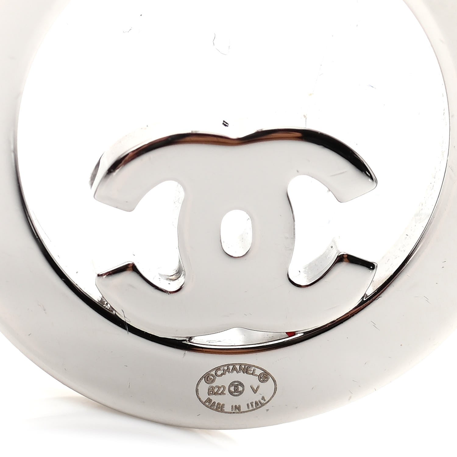 Chanel Crystal CC Round Earrings Silver 4 of 6