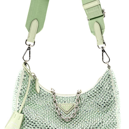 Prada Satin Crystal Re-Edition 2005 Shoulder Bag Acqua 7 of 9