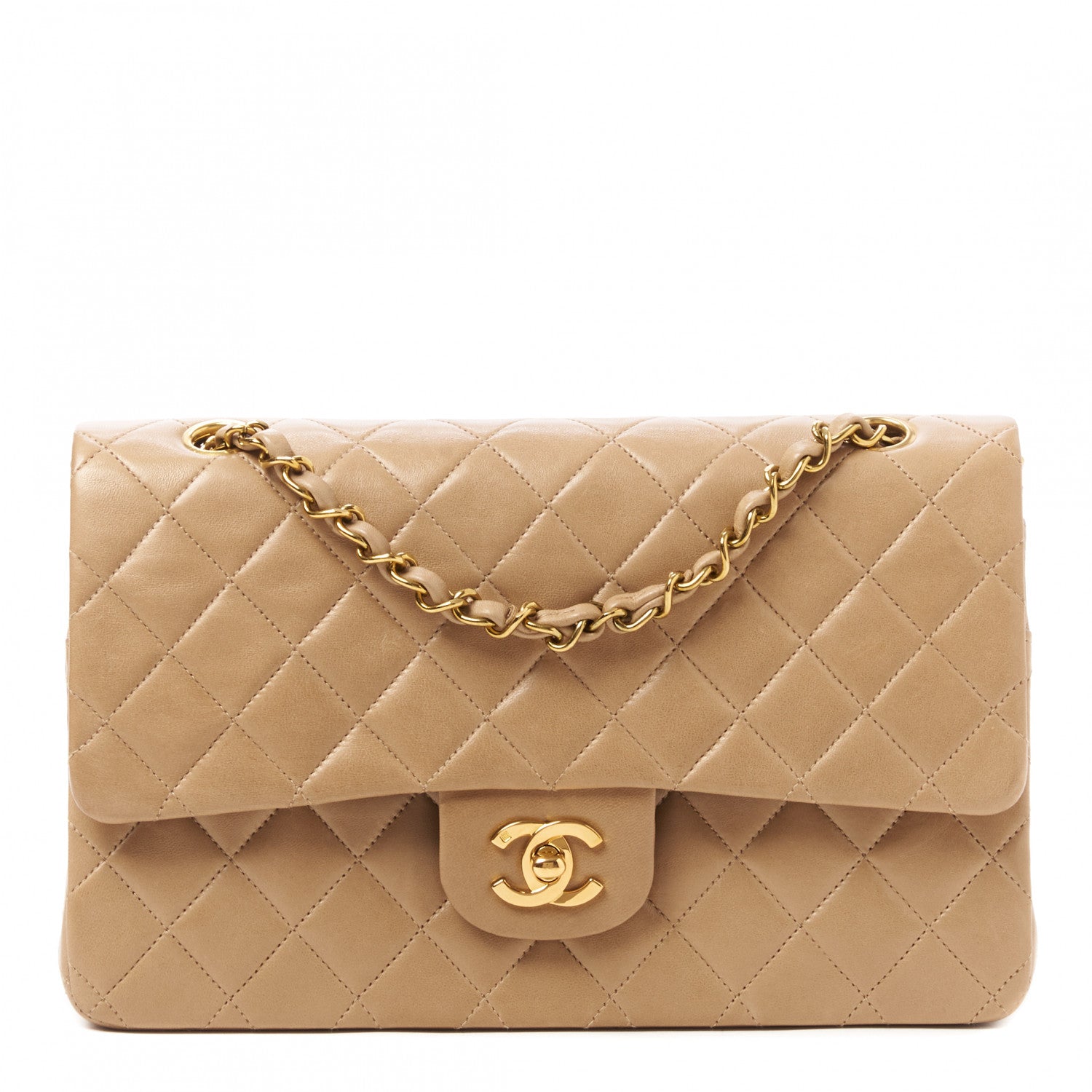 Chanel Lambskin Quilted Medium Double Flap Beige 1 of 10