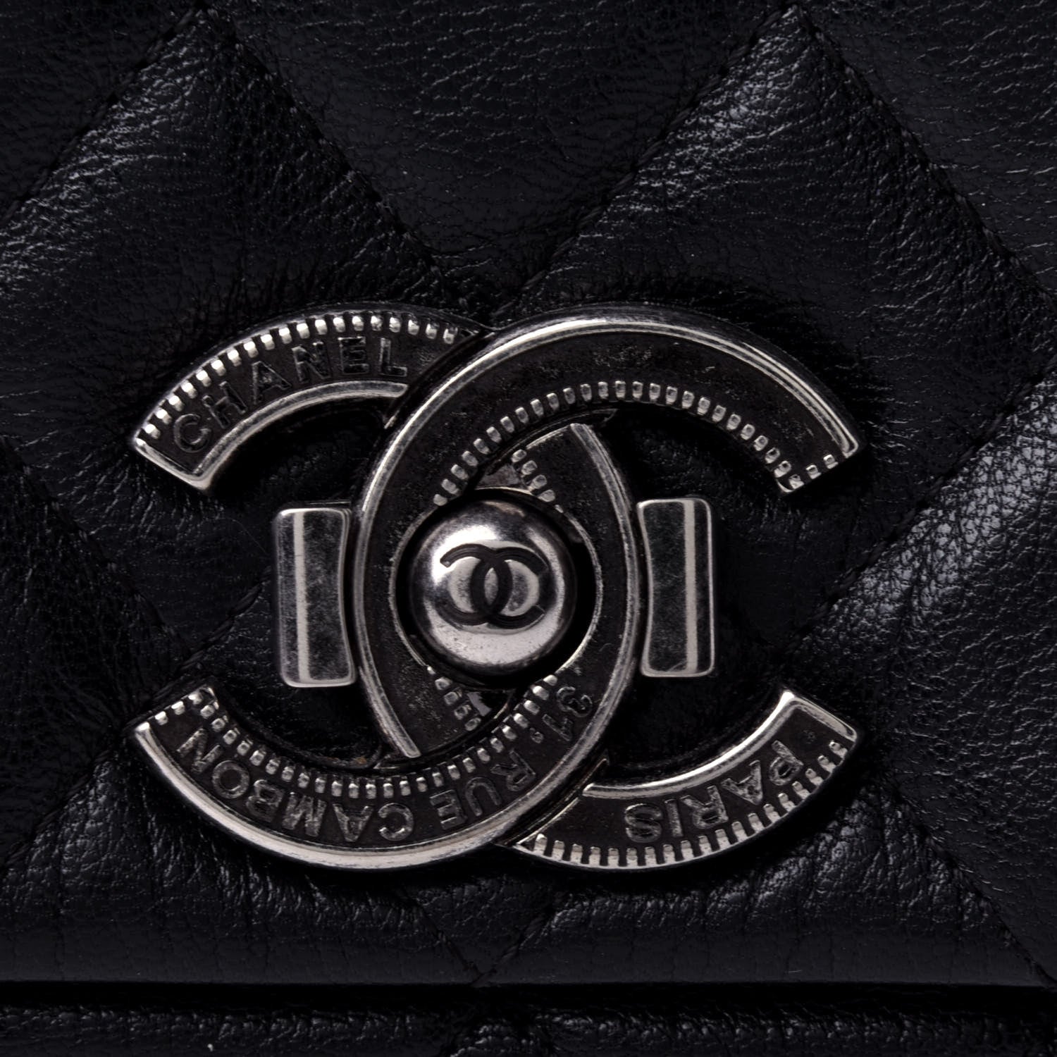 Chanel Goatskin Quilted Medium City Rock Flap Black 5 of 5