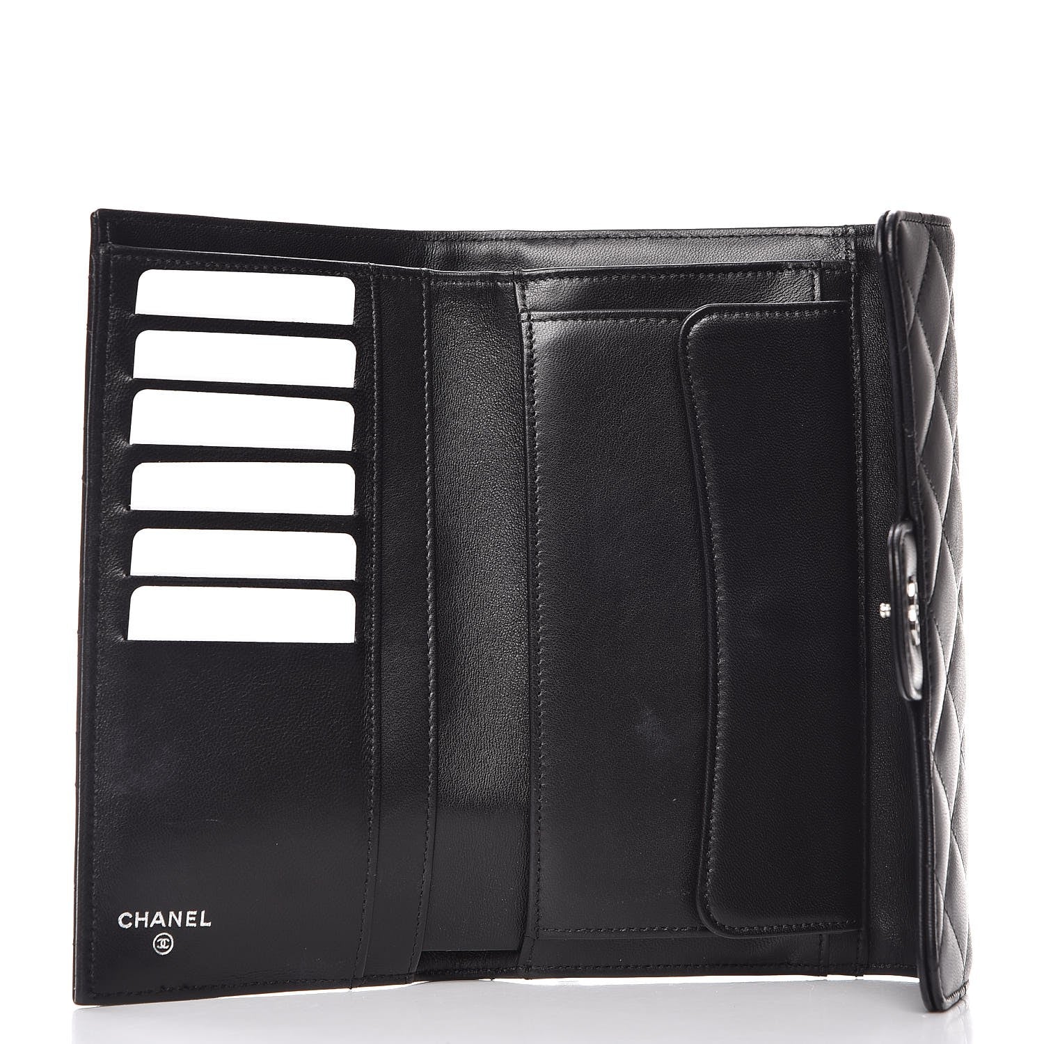 Chanel Lambskin Quilted Large Flap Wallet Black 5 of 9